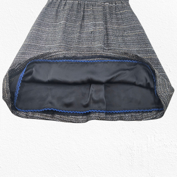 Moulinette Soeurs Black Metallic Tweed Fit & Flare Sleeveless Mini Dress Size 6 - Picture 5 of 8